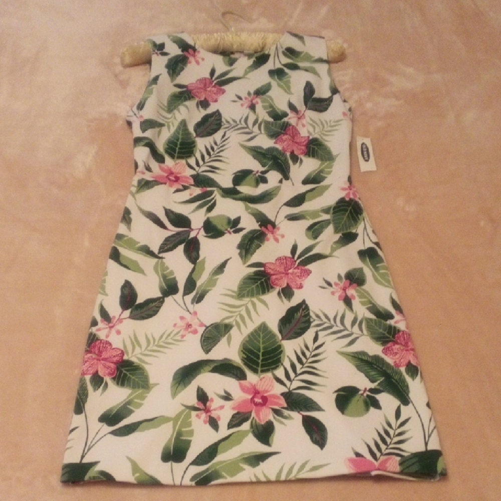 OLD NAVY - NWT! White Dress - Pink Floral - Size Small